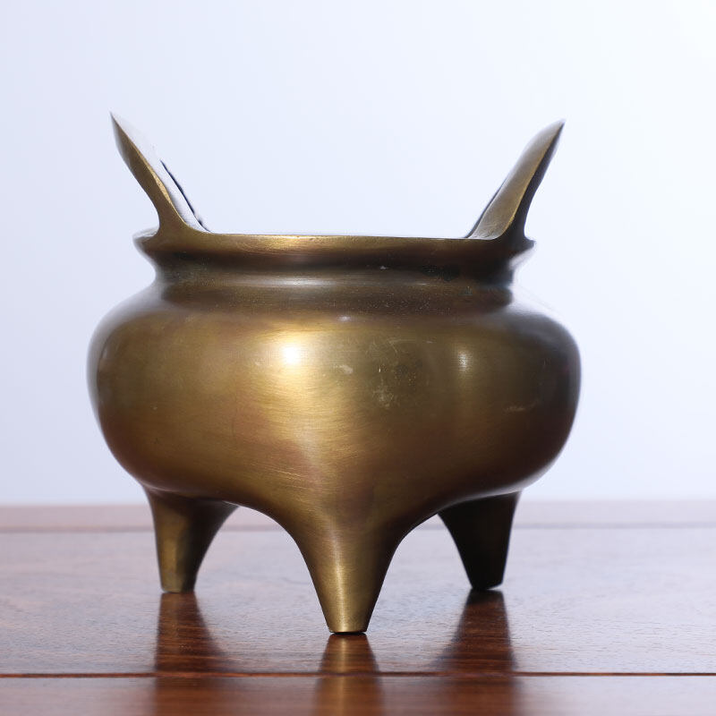 Brass round incense burner artefact ornament