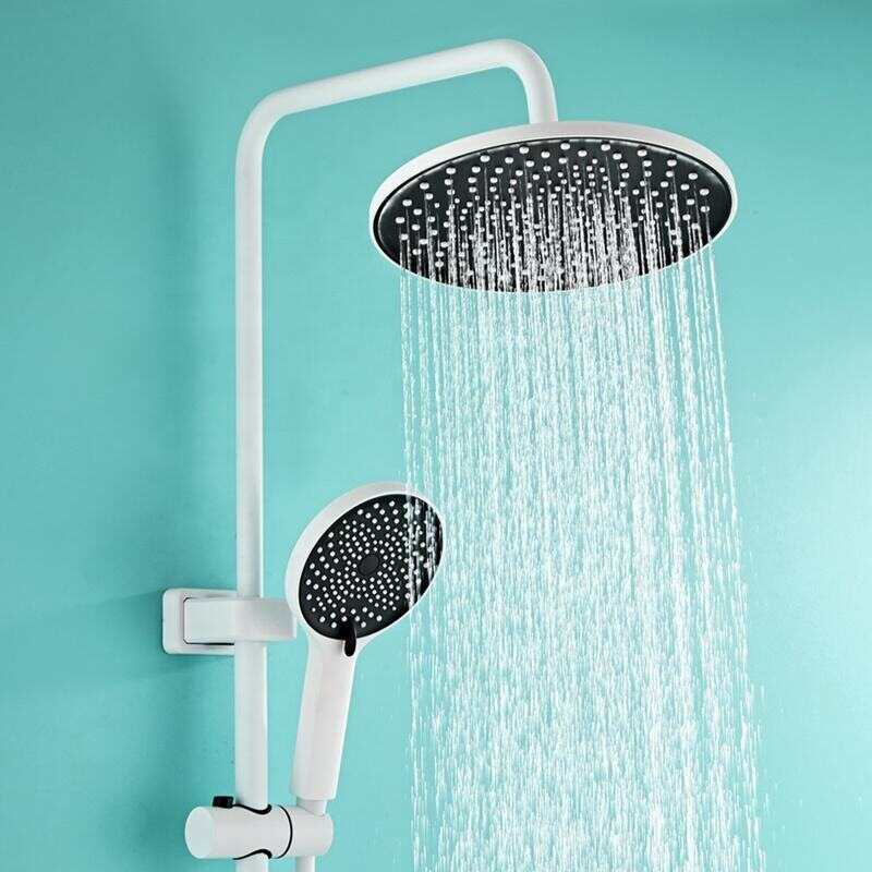 Bottom Thermostatic Digital Display Shower Set Plating With White Color