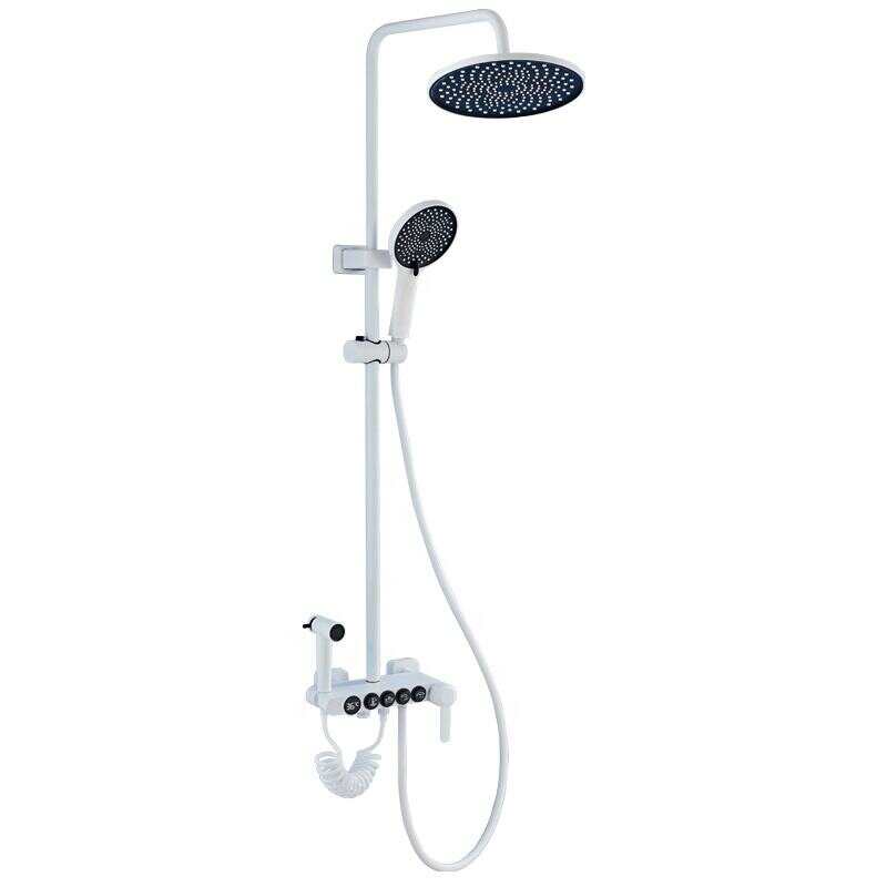 Bottom Thermostatic Digital Display Shower Set Plating With White Color