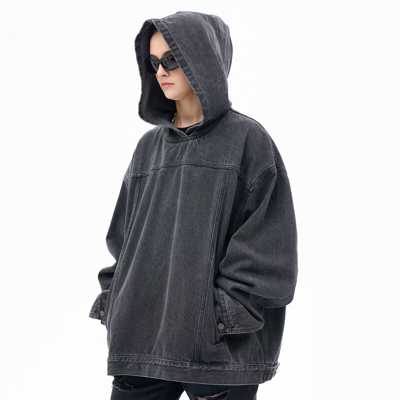 Oversized Pullover Denim Hoodies