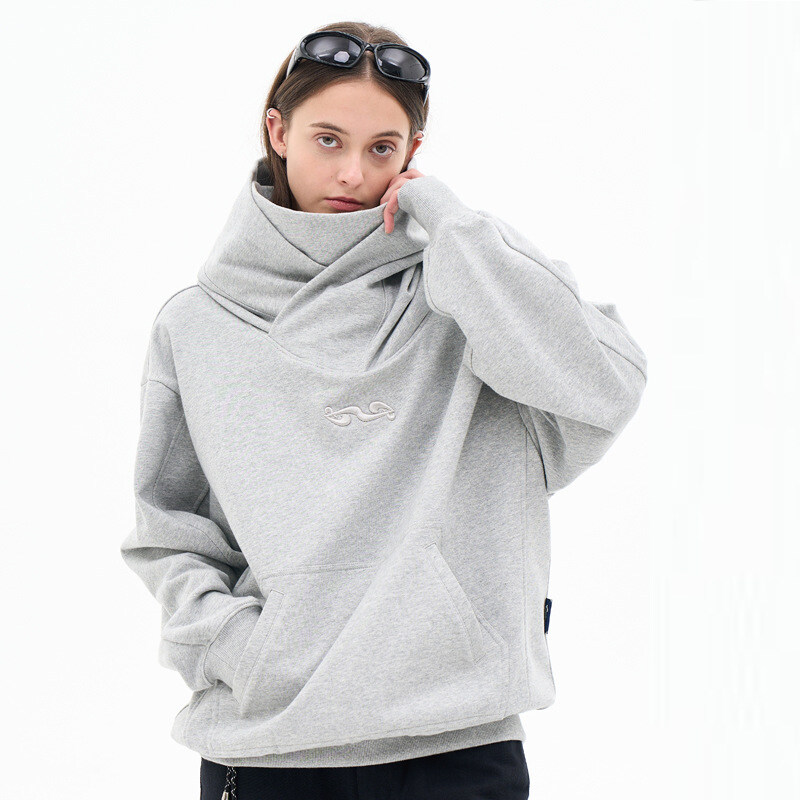 High Neck Dropped Shoulder Zip Up Hoodie