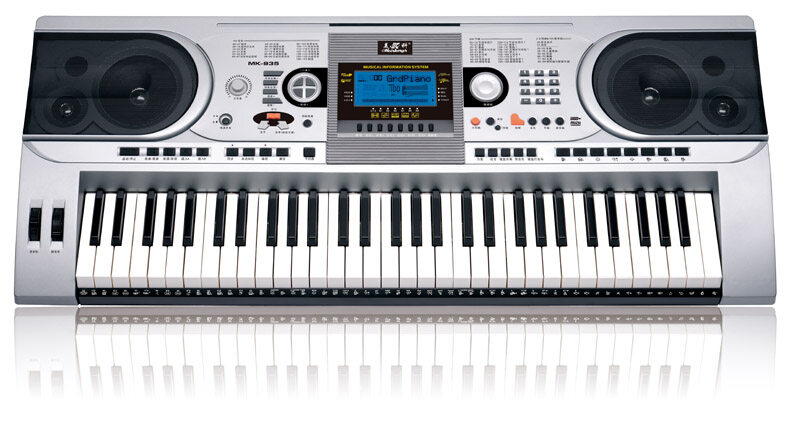 61 Key Professional Playing Electronic Organ con pantalla LCD de fondo azul, con teclado, personal y otras pantallas