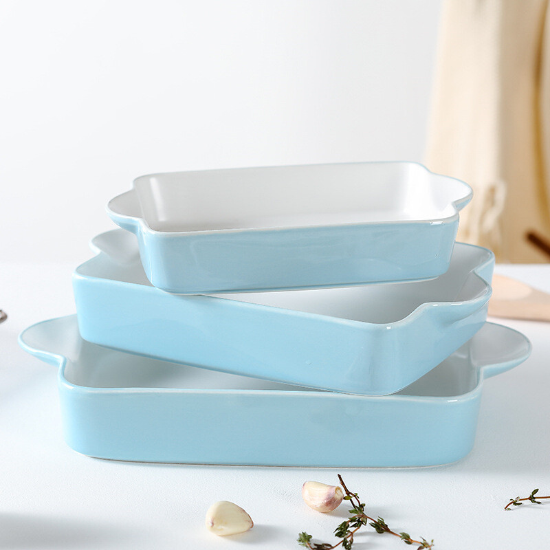 Nordic Blue and White Large Ceramic Roasting Baking Dishes