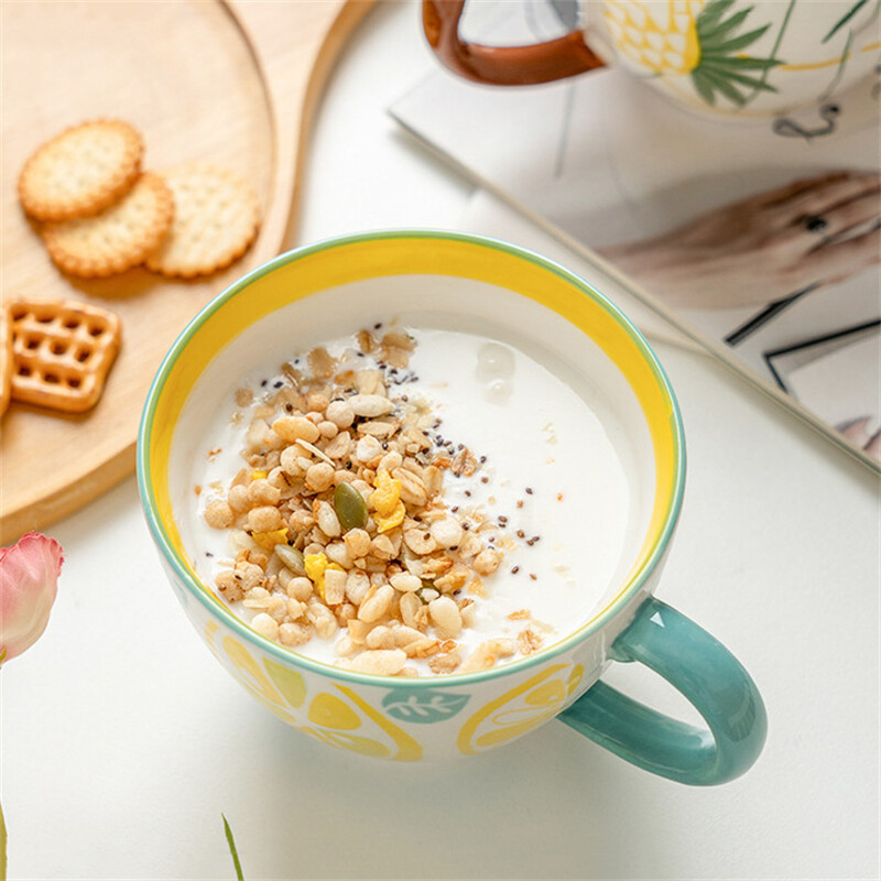 mug bowl with handle,cereal mug,breakfast mug