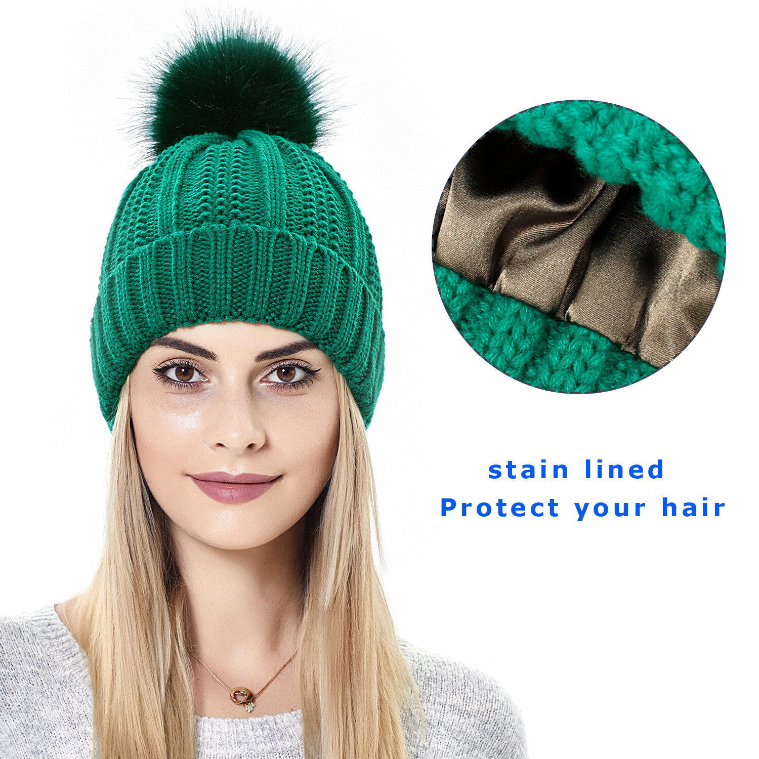Winter Knitted Stain Lined Beanie