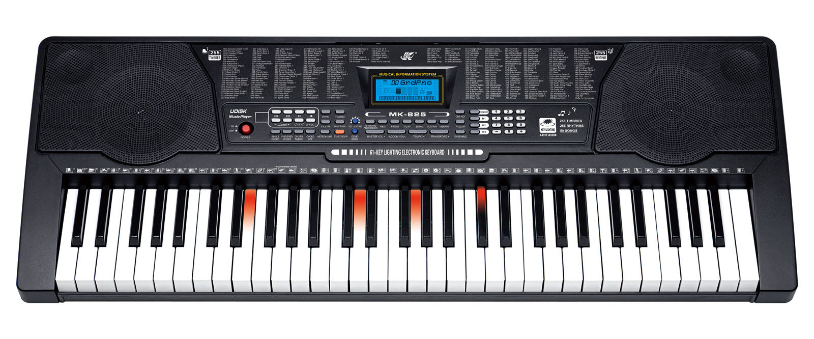 61 teclado de piano luminescente pode ser inserido em uma unidade USB para tocar música mp3