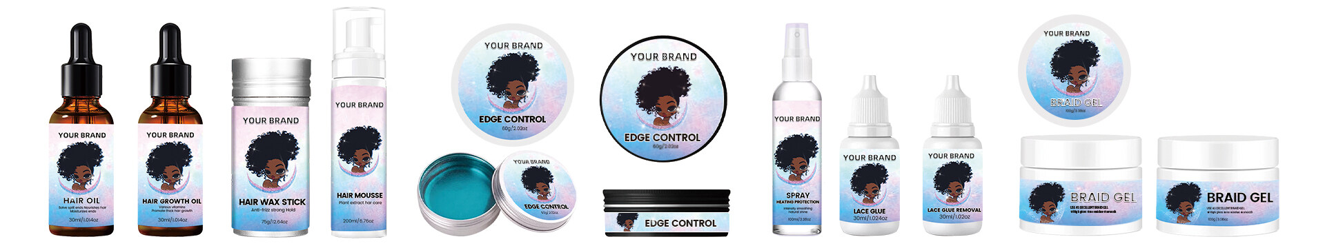 YOUR LOGO Edge Fixer Hair Shine Gel 24 Hour Max Hold Non-Flaking Biotin B7 Infused Natural Styling Perfect for Braiding,YOUR LOGO Braid & Edge Control Gel Quick Drying Non Greasy Extreme Hold Long Lasting for Braids Locks Twists Cornrows,YOUR LOGO Lace Melting Spray for Wigs Extreme Firm Hold-Long Lasting Formula with Fast Drying,YOUR LOGO Braid Gel Extreme Hold Smooths and Tames Frizz No Flaking or Drying High Shine Long Lasting for Braids Locks,YOUR LOGO Wigs Hair Dye Pen For Root Instant Hairline Concealer Pen Hair Dye Brush Pens