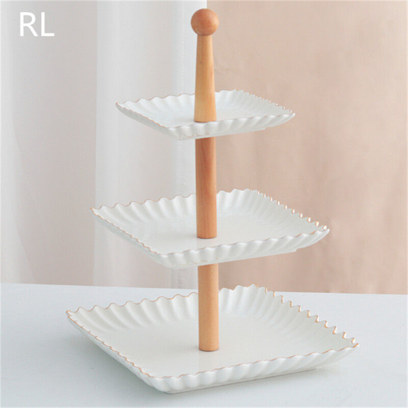 Modern 3 Tier Gold and White Porcelain Afternoon Tea Stand