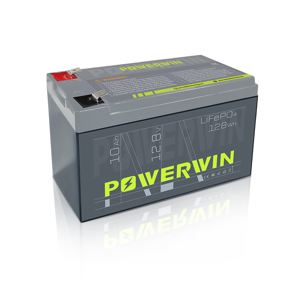 POWERWIN 12V 10Ah Lithium LiFePO4 Deep Cycle Battery Built-in BMS Rechargeable Battery for Solar Fish Finder Toy On The Ride