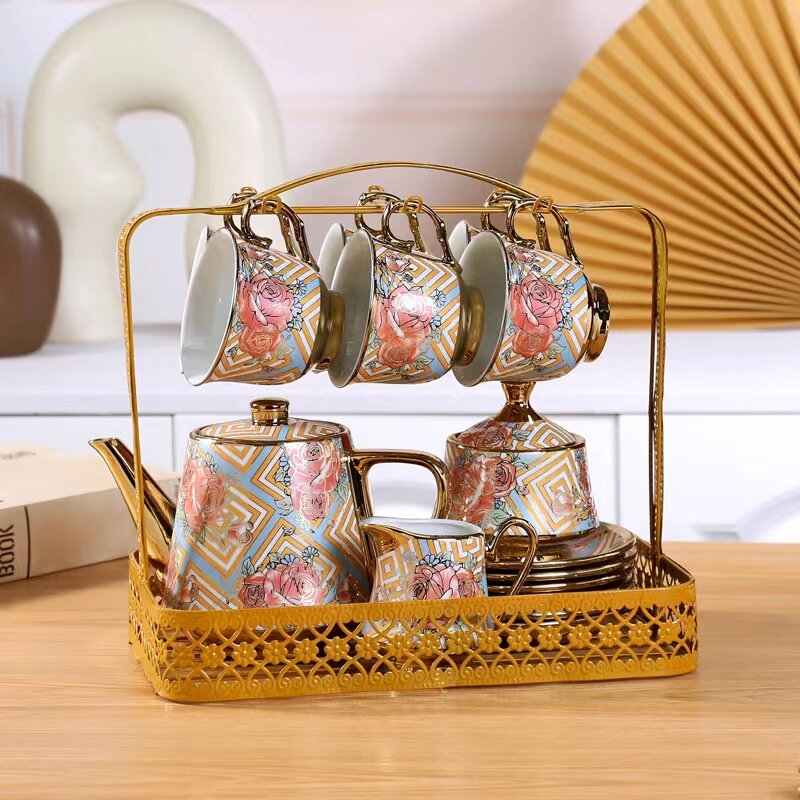 European Style Floral Pattern Porcelain Tea Gift Set