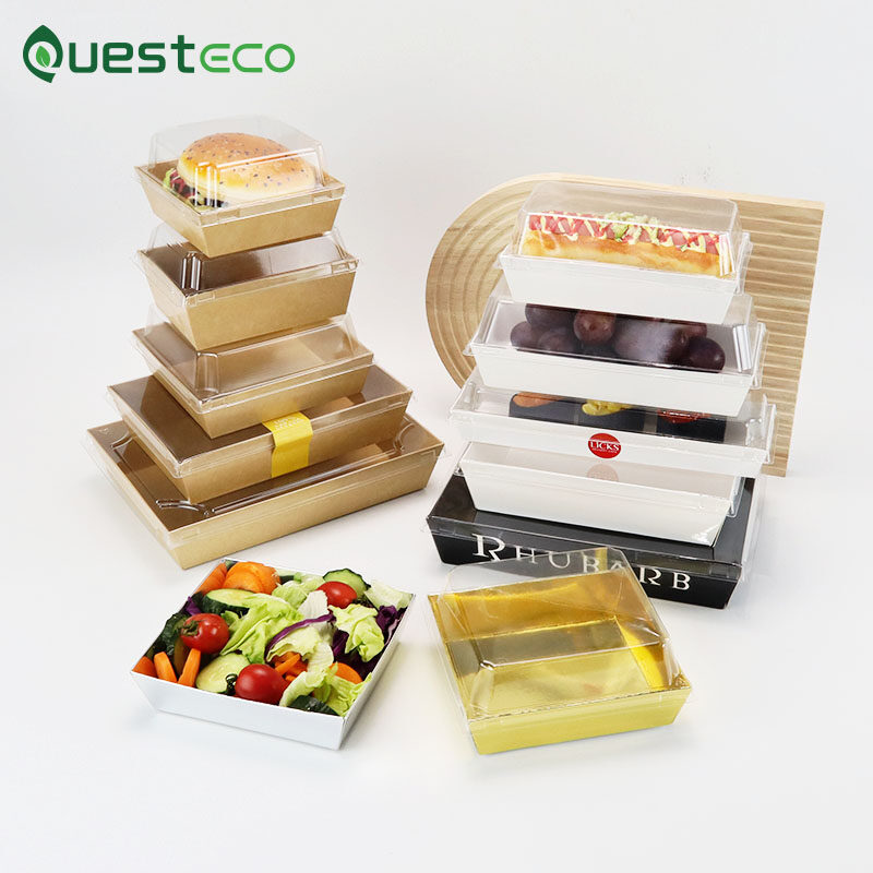 Compostable Biodegradable Take away Salad Take Out Boxes Kraft Paper Cheesecake Box Salad Food Containers