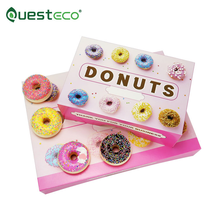 wholesale custom logo design food grade mini pink paper mochi marble donut doughnut packaging box