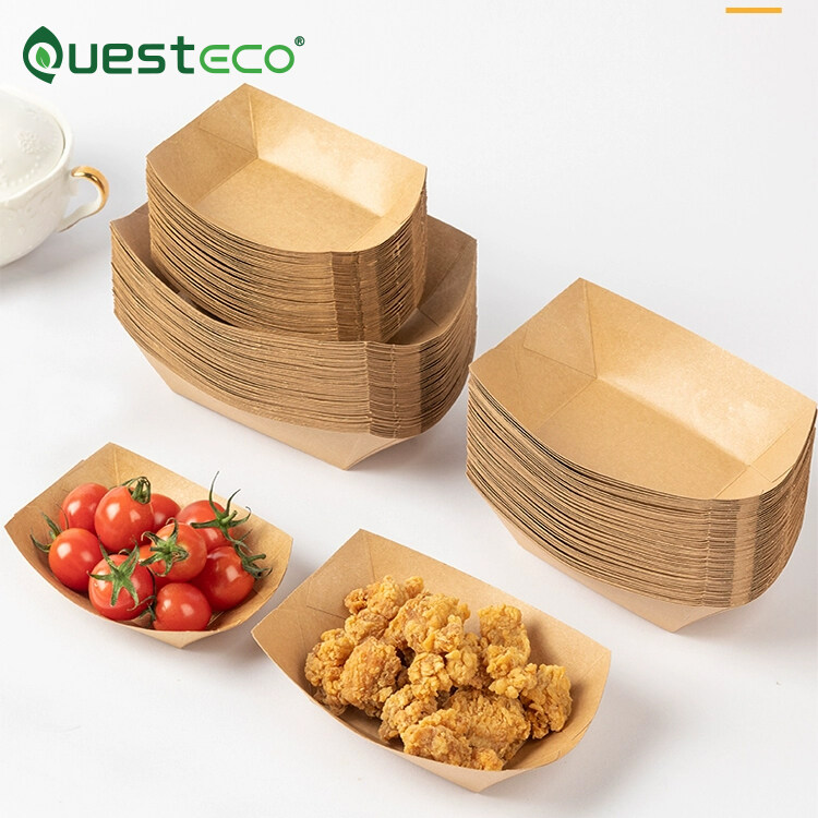 Kraft Paper Storage Food Tray For Fries Cookie Boxes Disposable Party Supplier Paper Fruit And Vegetable Trays