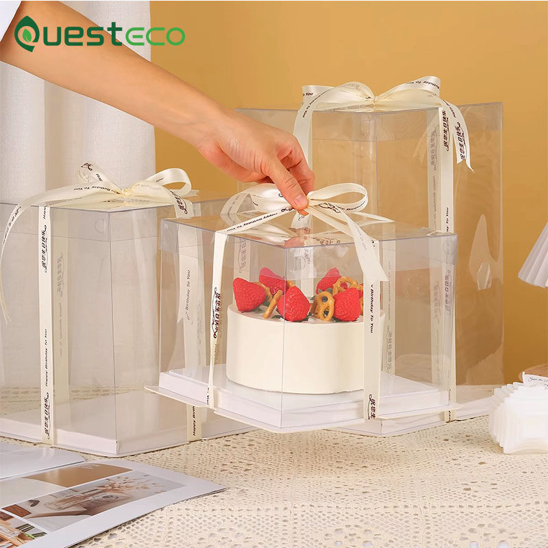 6/8/10/ 12 inch large transparent clear plastic PET packaging takeaway wedding birthday cake boxes