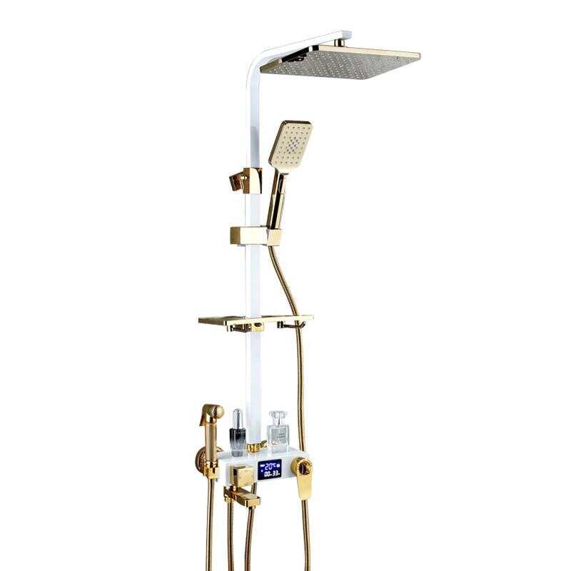 shower set wall mounted brass tap Bathroom taps luxury brass kits rain rainfall showerset mixer faucet set digital shower mixer