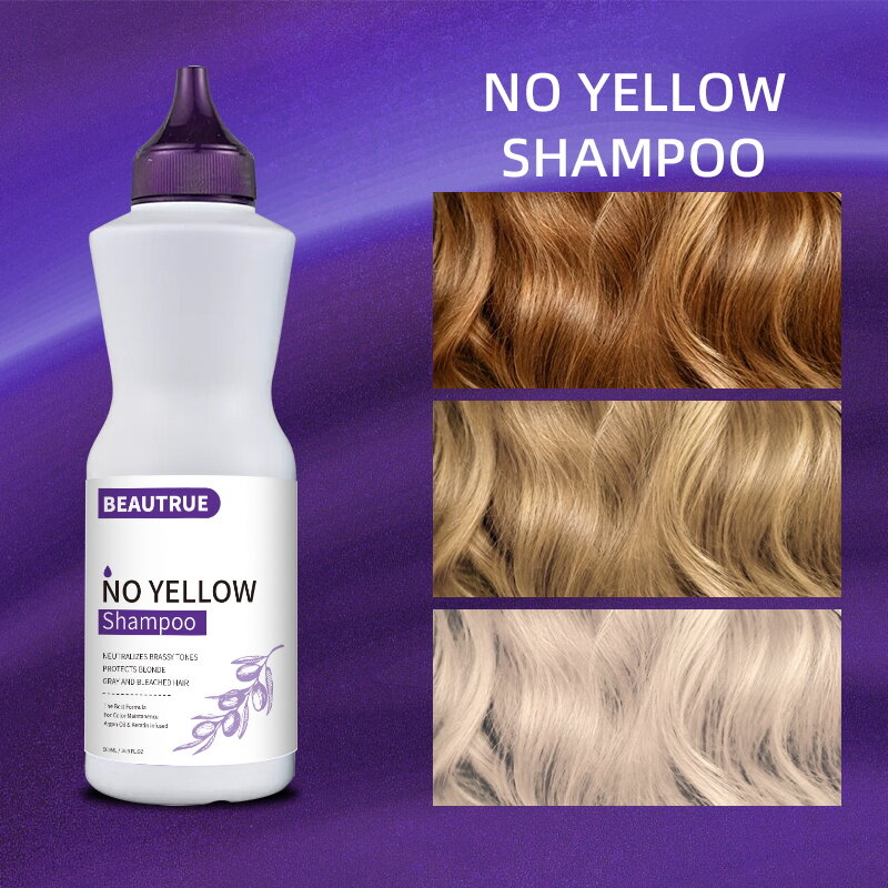 YOUR LOGO No Yellow Shampoo Salon Quality Purple Shampoo For Blonde Hair Anti- Brassy Purple Toner No Yellow Shampoo