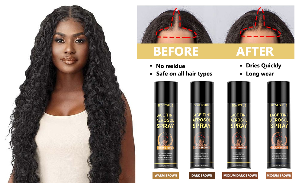 YOUR LOGO Lace Tint Spray for Lace Wig Quick Dry & Skin Tone Matching for Lace Wig Transfer-proof No Smudging Long Lasting Hold