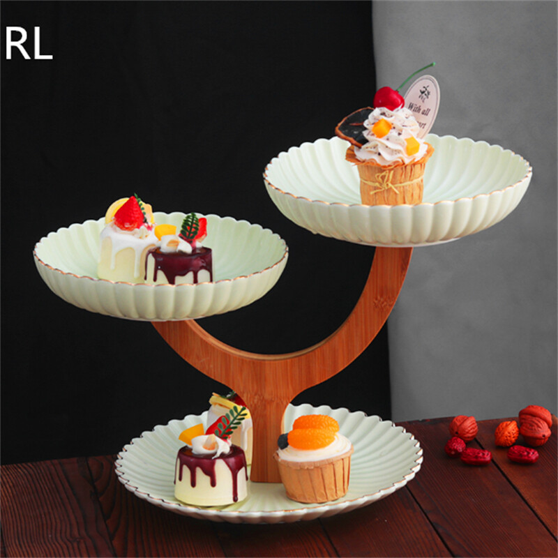 3 Tier Floral Shaped Ceramic Plate Stand for Cupcake Dessert