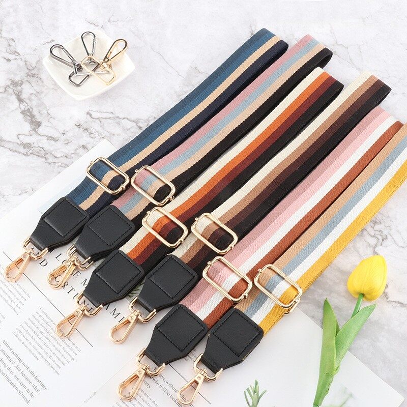 Nylon Lady's Bag Hardware Accessories Colored Stripe Strap Adjustable Shoulder Strap Interchangeable Leather Belt Bag Straps