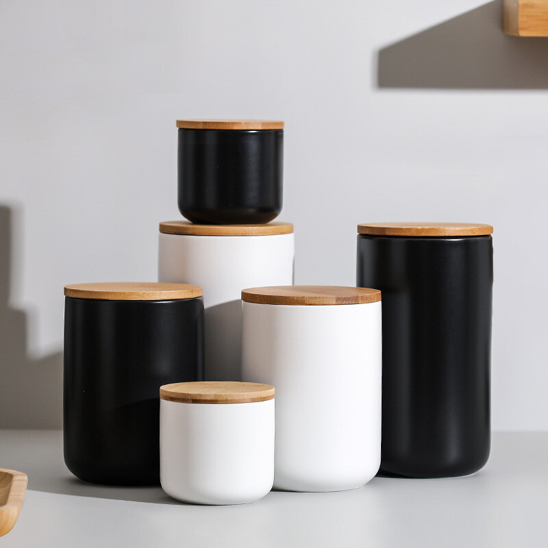 luxurious black ceramic kitchen airtight jars