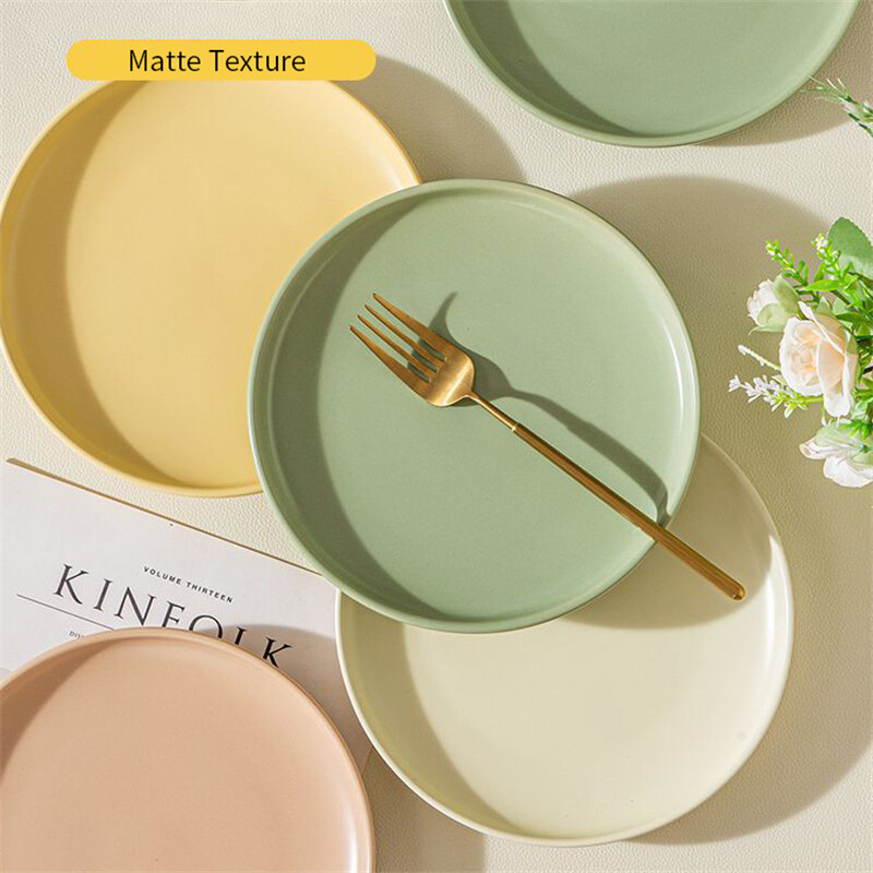 Wholesale Colorful Matte Dinner Plates with Flat Design