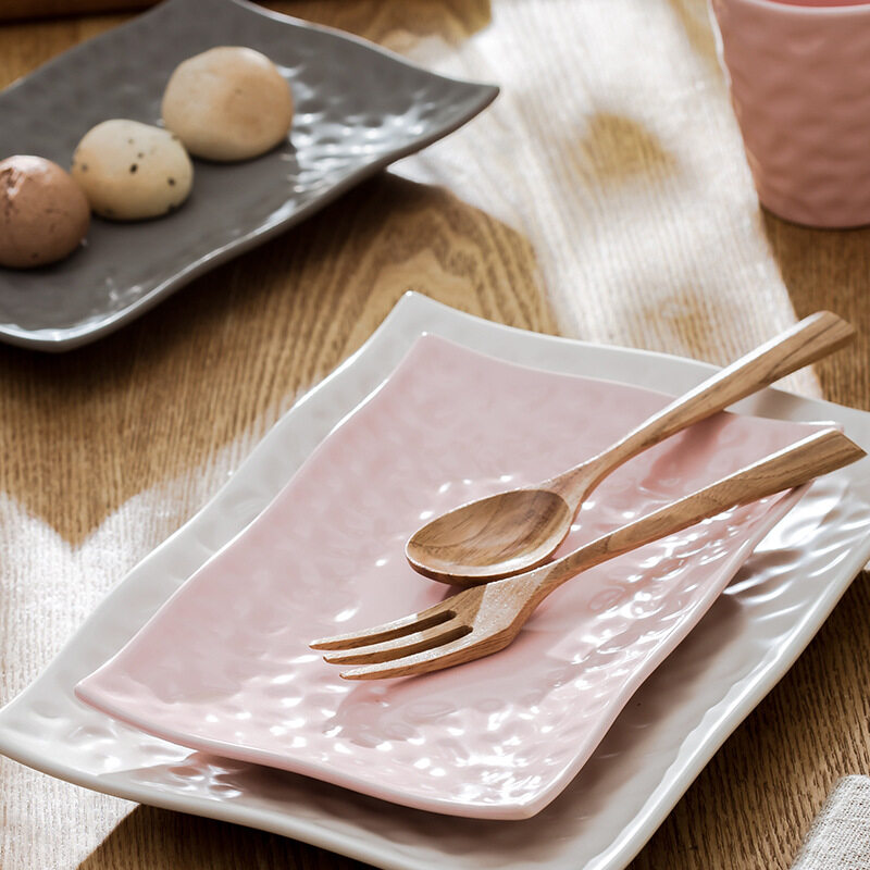 matte plates set,ceramic plates for dinner,rectangular ceramic plate