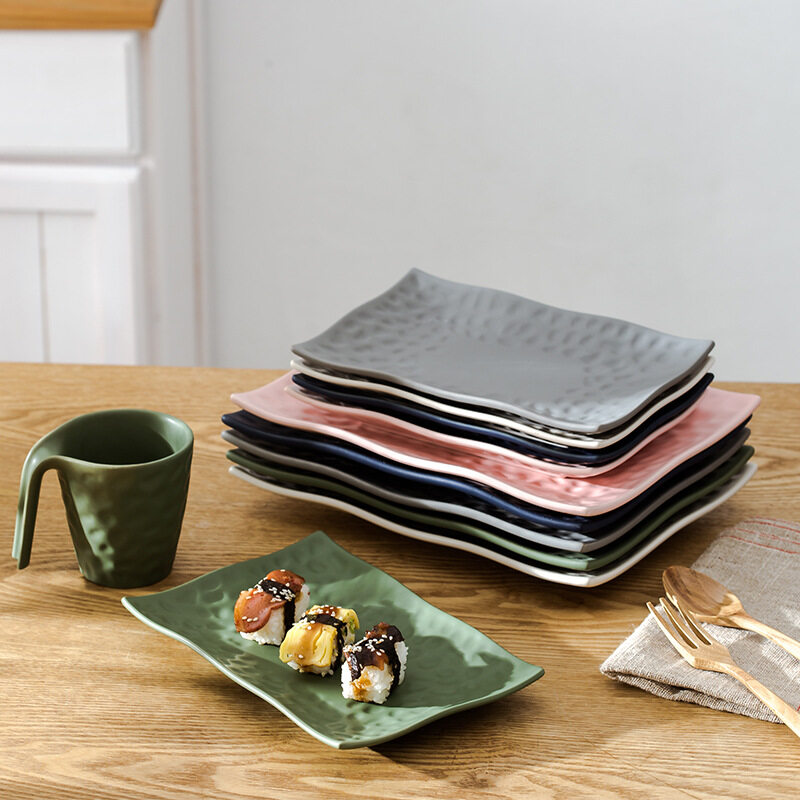 matte plates set,ceramic plates for dinner,rectangular ceramic plate