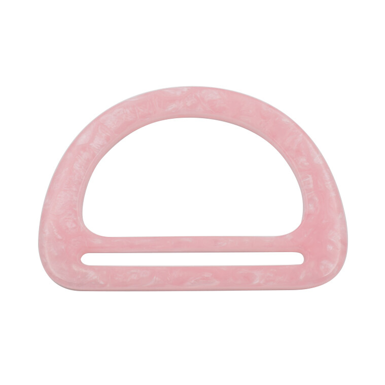 Resin bag handles D shaped pink color plastic handle