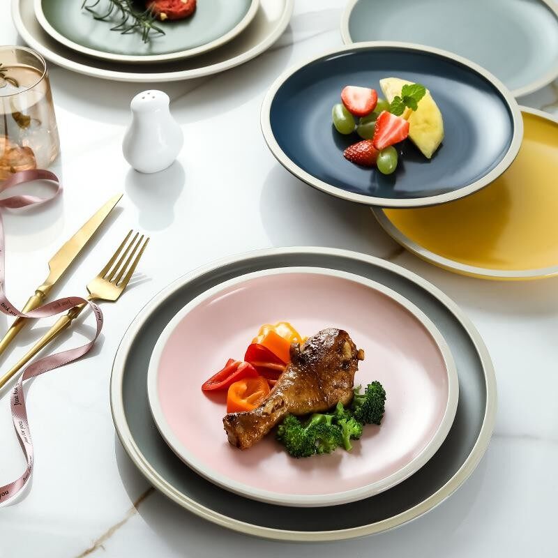 Wholesale Matte Finish Multi-color Porcelain Dinner Plates