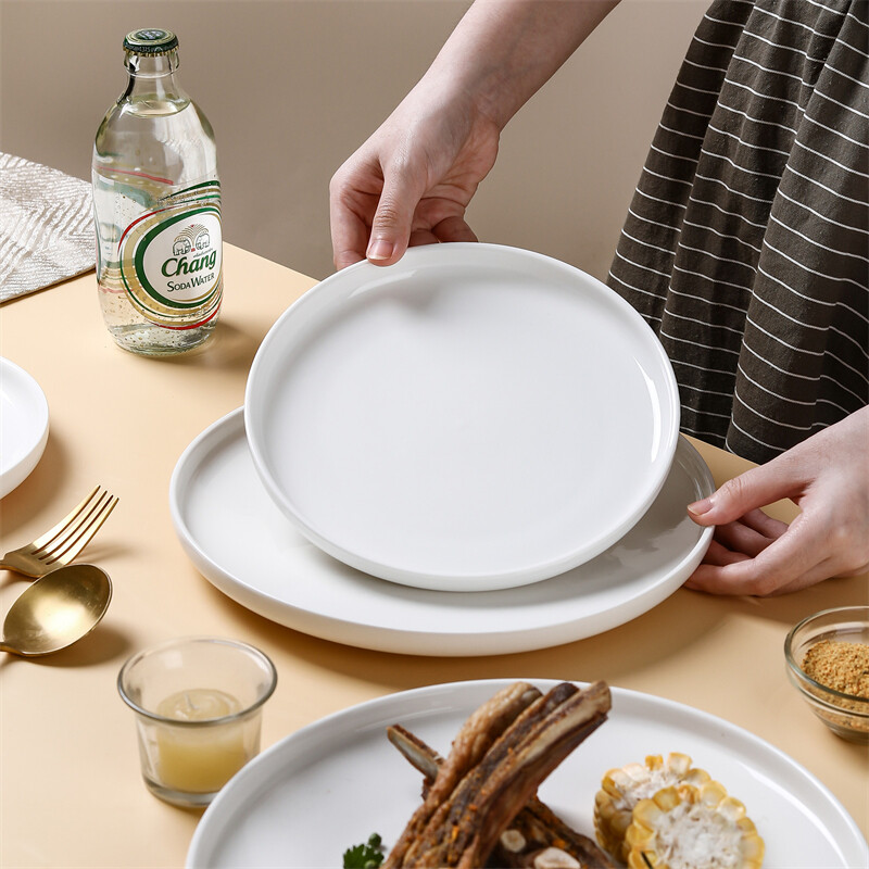 white modern plates,catering plates,flat ceramic plate