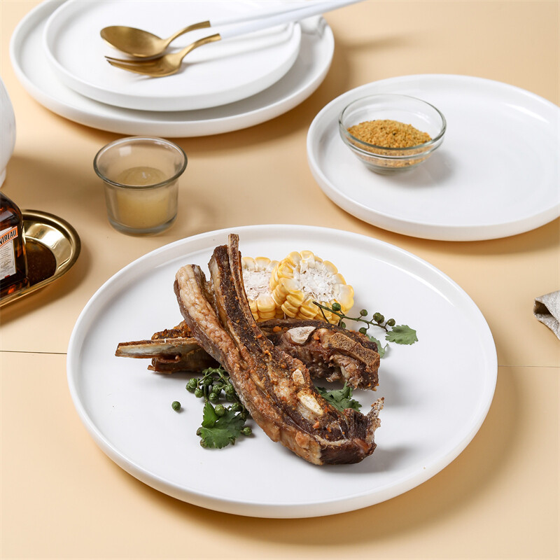 white modern plates,catering plates,flat ceramic plate