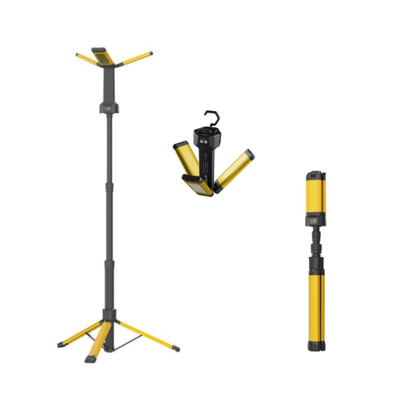 Portable Outdoor Led Corded camping light 3-Heads rechargeable Led Work Lights with with Telescoping Tripod