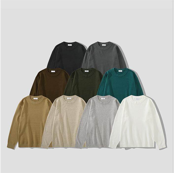 Basic Colors Men's Loose-Fit Round Neck Sweater