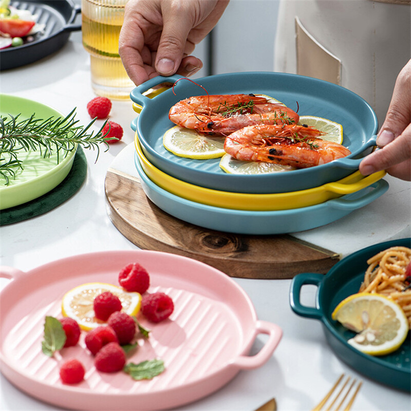 China Bulk Colored Ceramic Plates Set for Restaurants