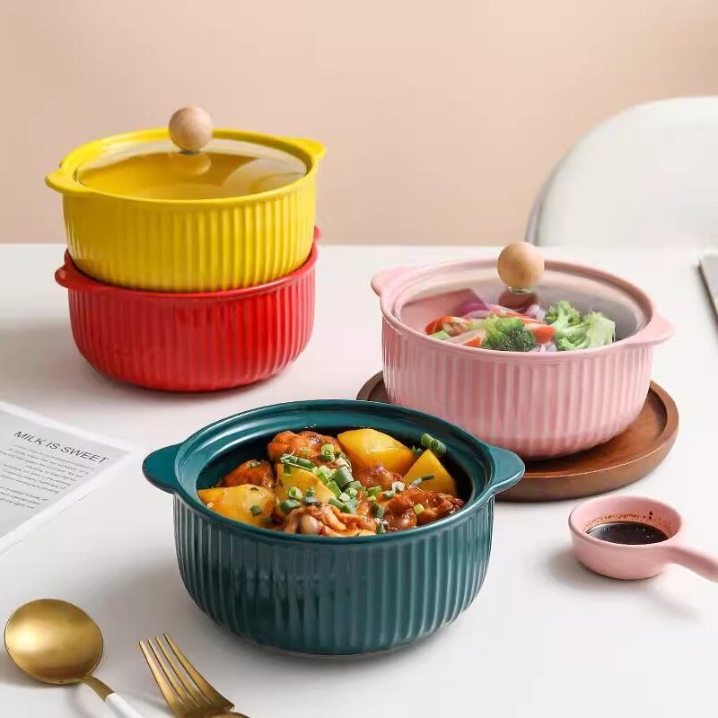 Wholesale China Big Ceramic Soup Bowl with Glass Cover