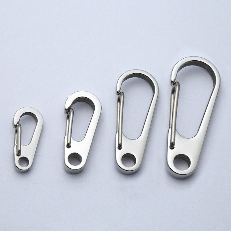 Multi Sizes High Quality Heavy Duty Rust Resistant Stainless Steel Spring Snap Hook Metal Carabiner Keychain