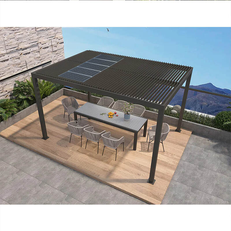 All Season Gazebos Waterproof Louvre Aluminium Outdoor Pv Solar Panel Pergola