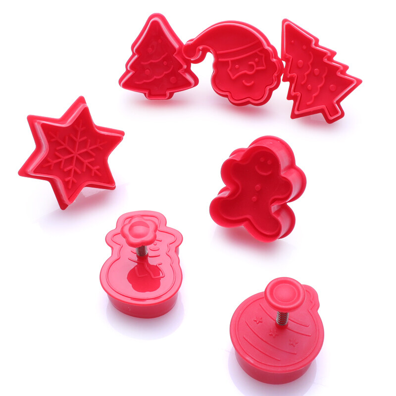 Christmas Themed MINI Cookie Cutter Embossing Mold Fondant Stamper Set - 7Pcs Plastic spring die Biscuits Pastry Cutter Set