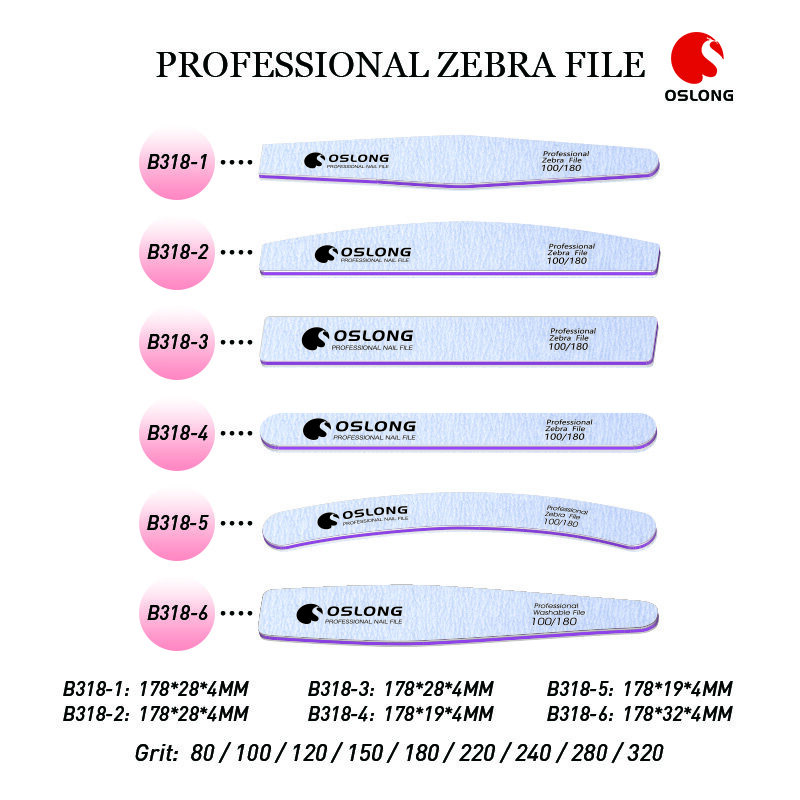 Archivos de uñas grises del lado doble, archivos de uñas grises del lado doble, etiqueta de uñas grises del lado doble, etiqueta privada, Grits Zebra Nail Files Exporter