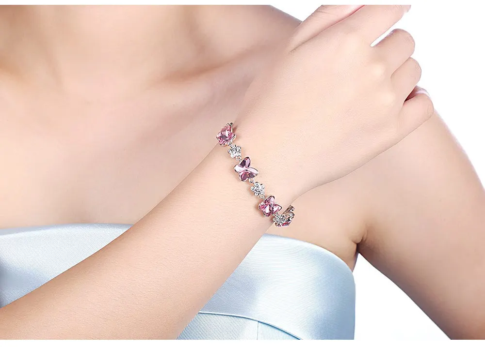 Elegance in Motion: The Allure of Real 925 Silver Flower Butterfly Crystal Bracelets