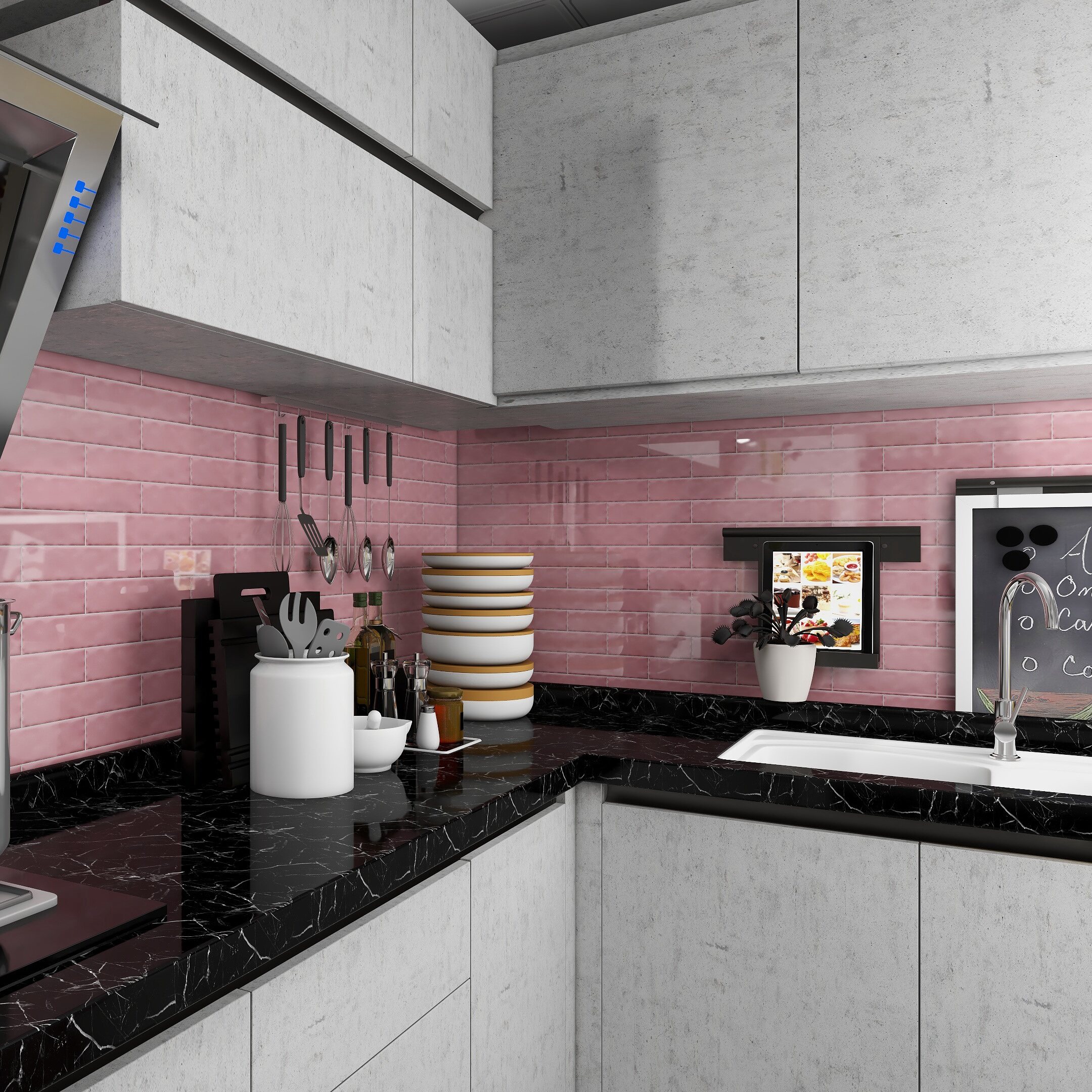 50x200mm pink color ceramic wall tiles