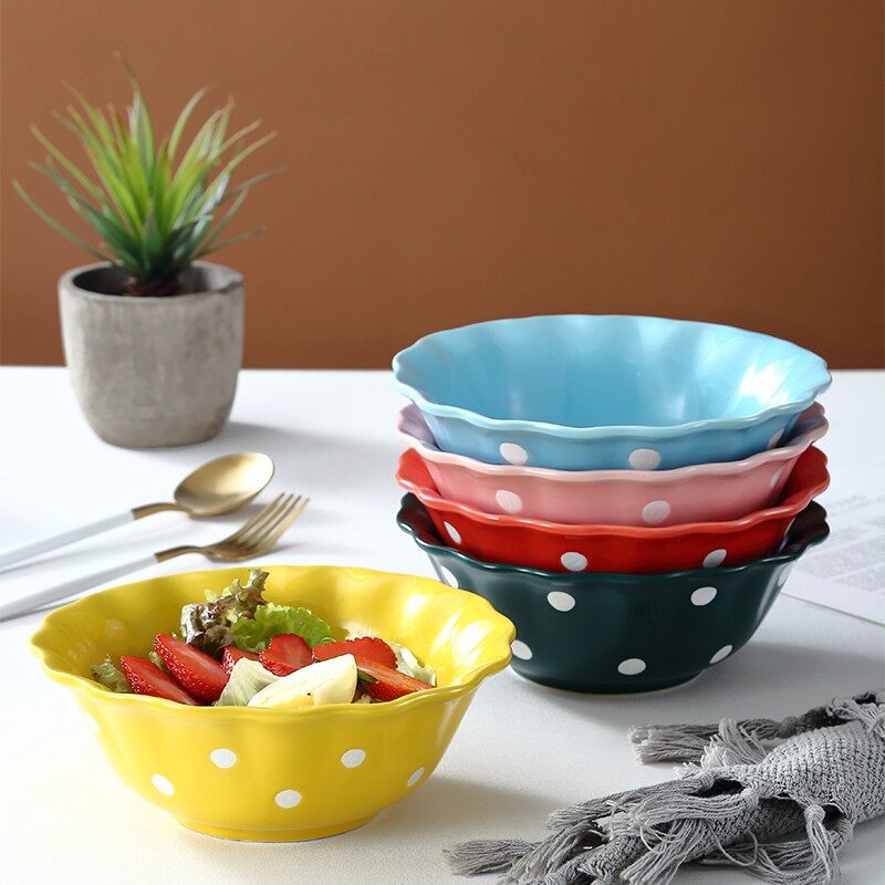 South Africa Style Deep Ceramic Bowls with Wave Rim