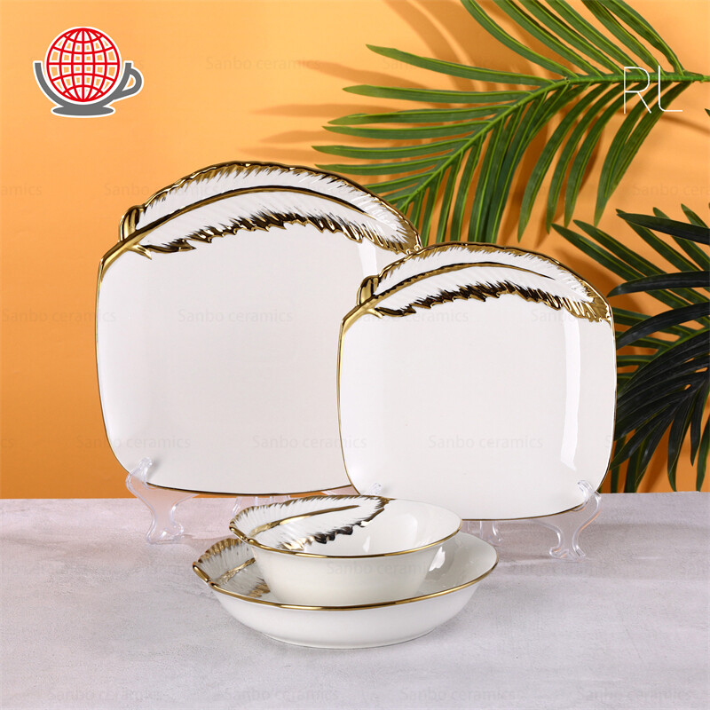 gold and white dishes,gold trim dinnerware set,restaurant style dinnerware