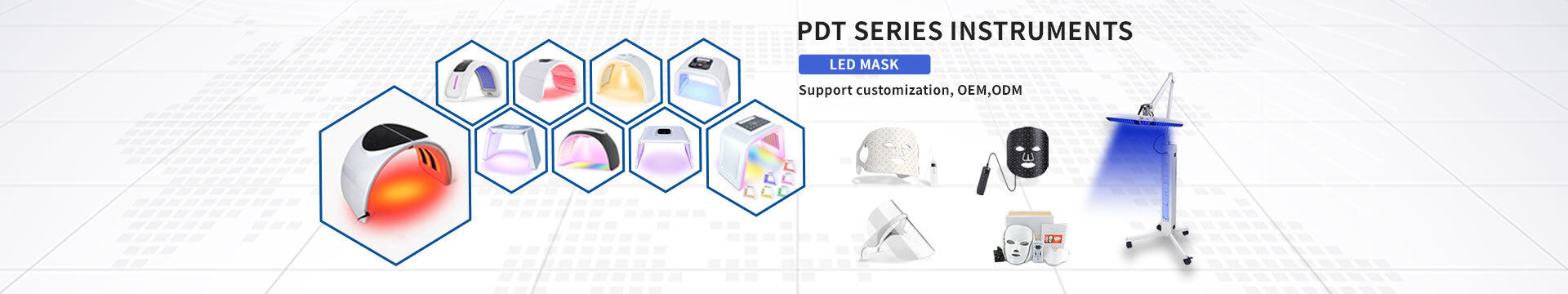 LED Photontherapy series included 4 Colors LED Facial Mask, 7 Colors LED Facial Mask, Foldable PDT machine, PDT machine with holder