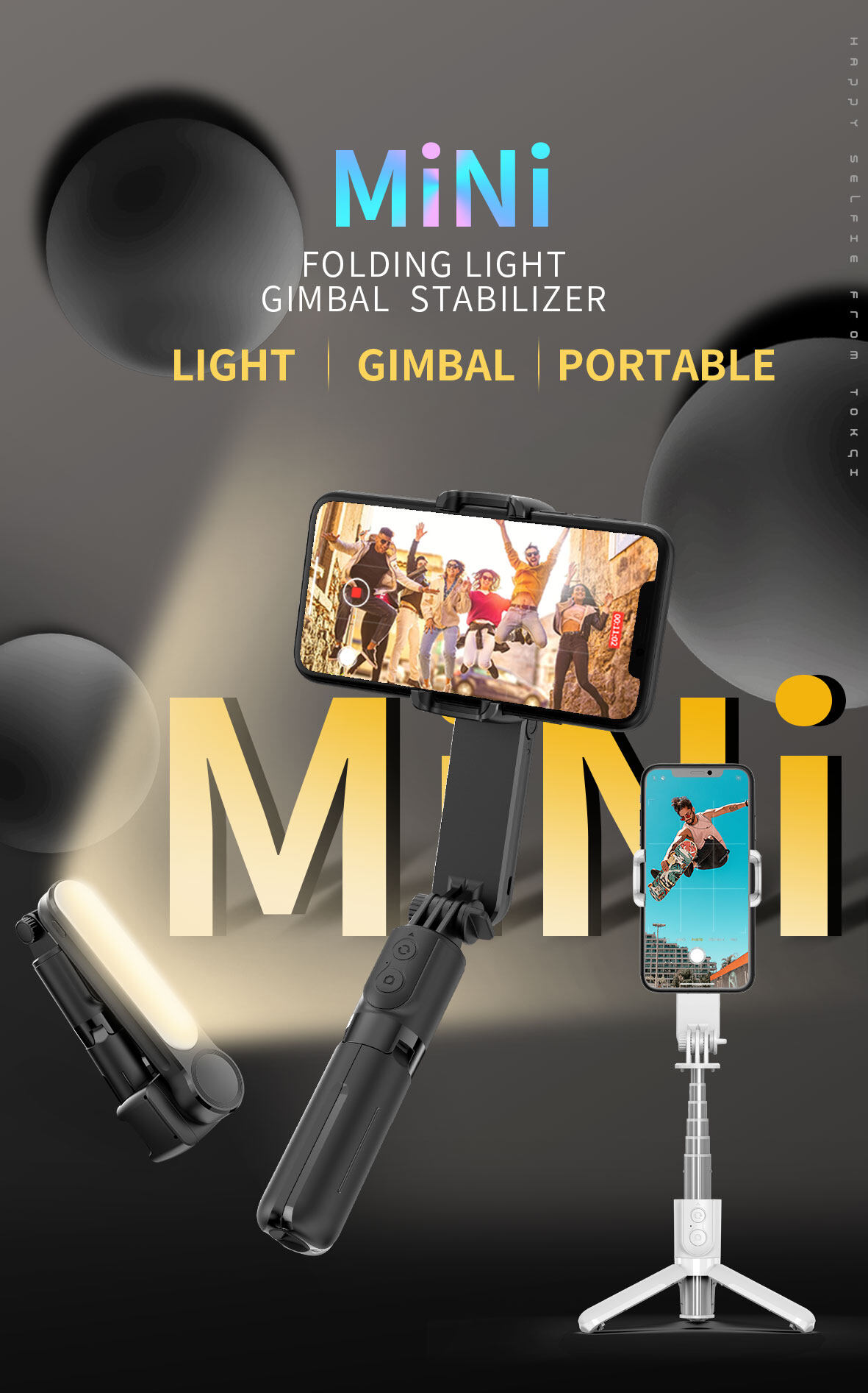 Handheld Stabilizer Bluetooth Selfie Stick Beauty Fill Light Anti-Shake VLOG Single-Axis Mini Stabilizer Gimbal