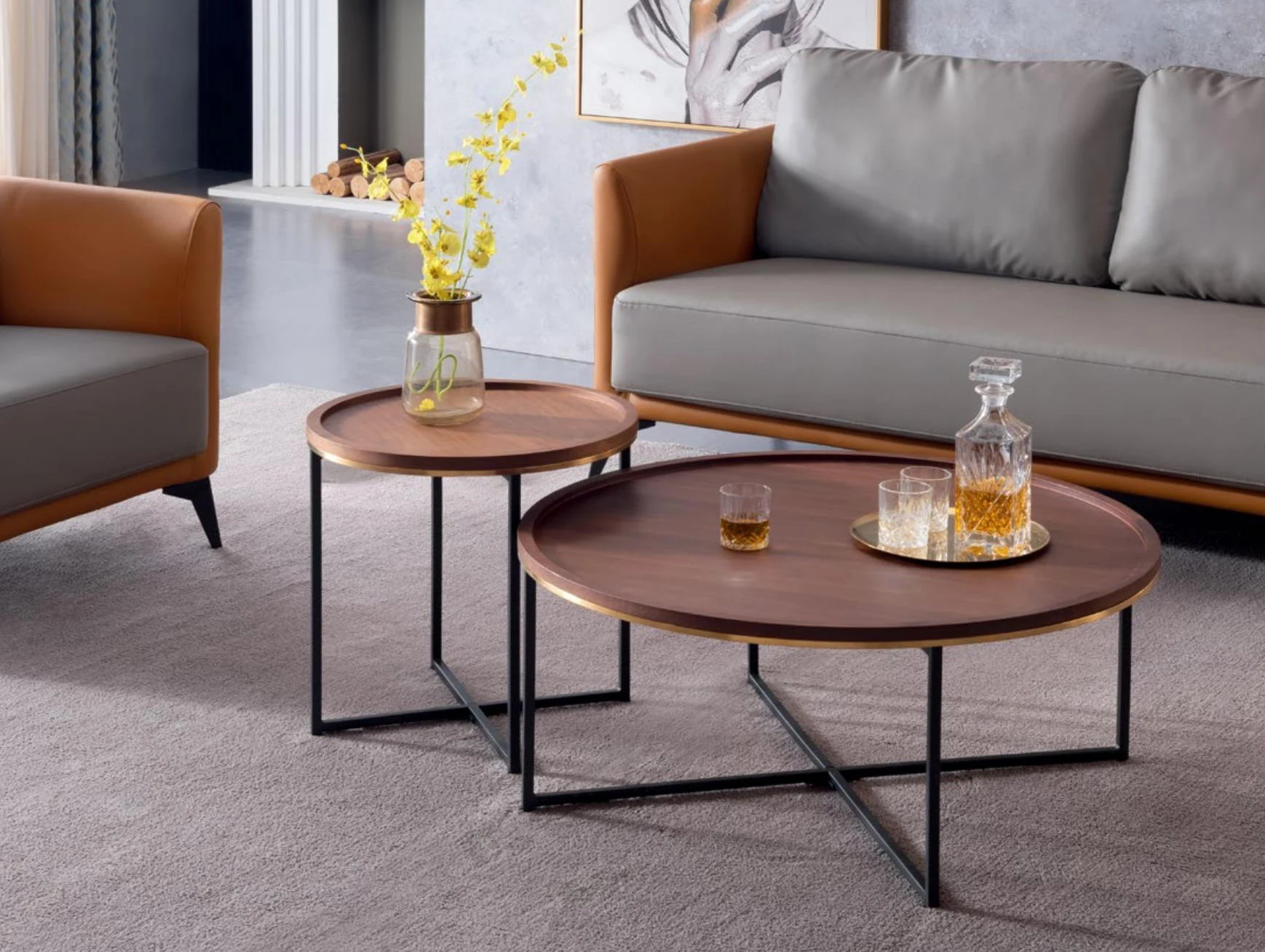 Contemporary Charm: Solid Wood Top Metal Legs Modern Coffee Tables for a Stylish Home