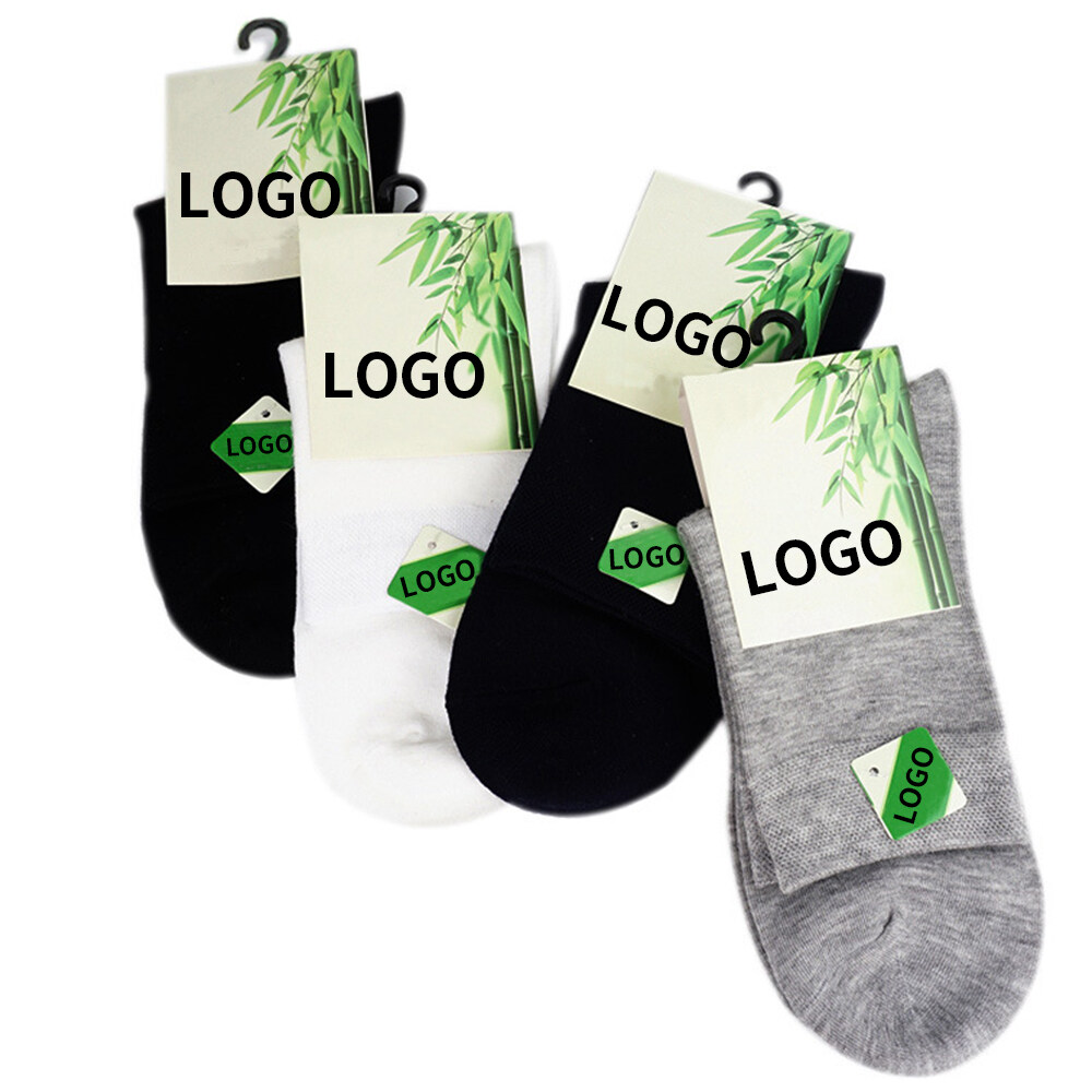 Wholesale cheap personalized custom black organic solid color 100% bamboo charcoal fiber socks for men and women