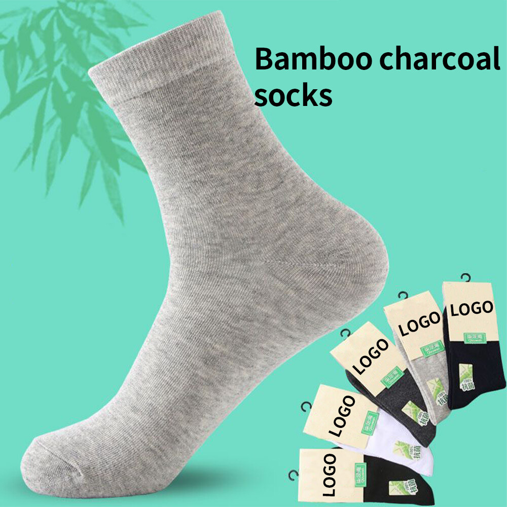 Factory Personalized Black Organic Solid Color 100% Bamboo Charcoal Fiber Socks Unisex