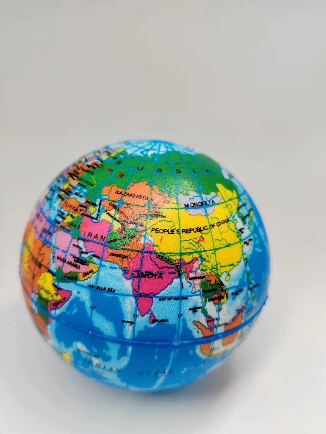 Wholesale PU globe stress ball children decompression toy ball science education map foam sponge globe