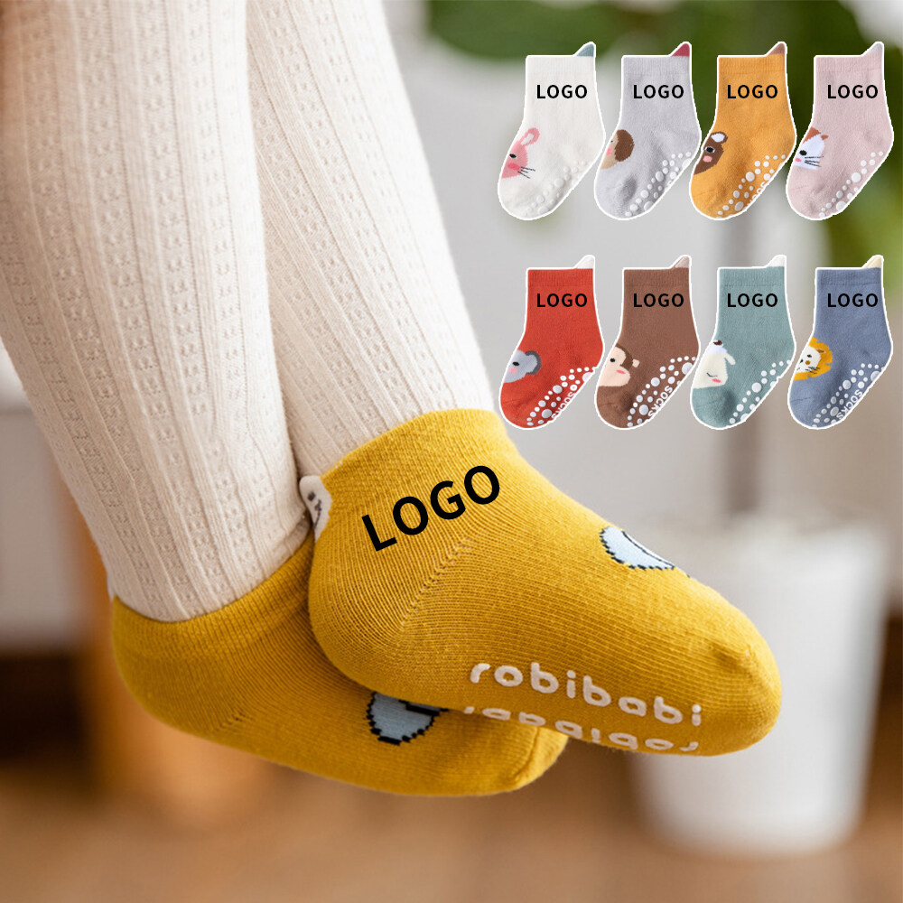 Custom Design Logo OEM Solid Color Knit Ankle 100% Cotton Recycled Cute Baby Unisex Solid Color Baby Cute Animal Socks